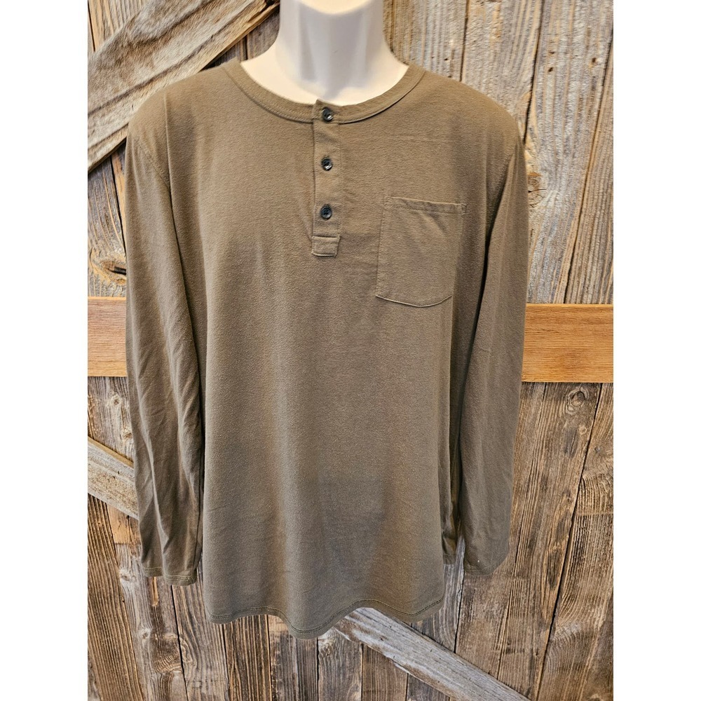 Hethcode size large L henley popover comfort career green -